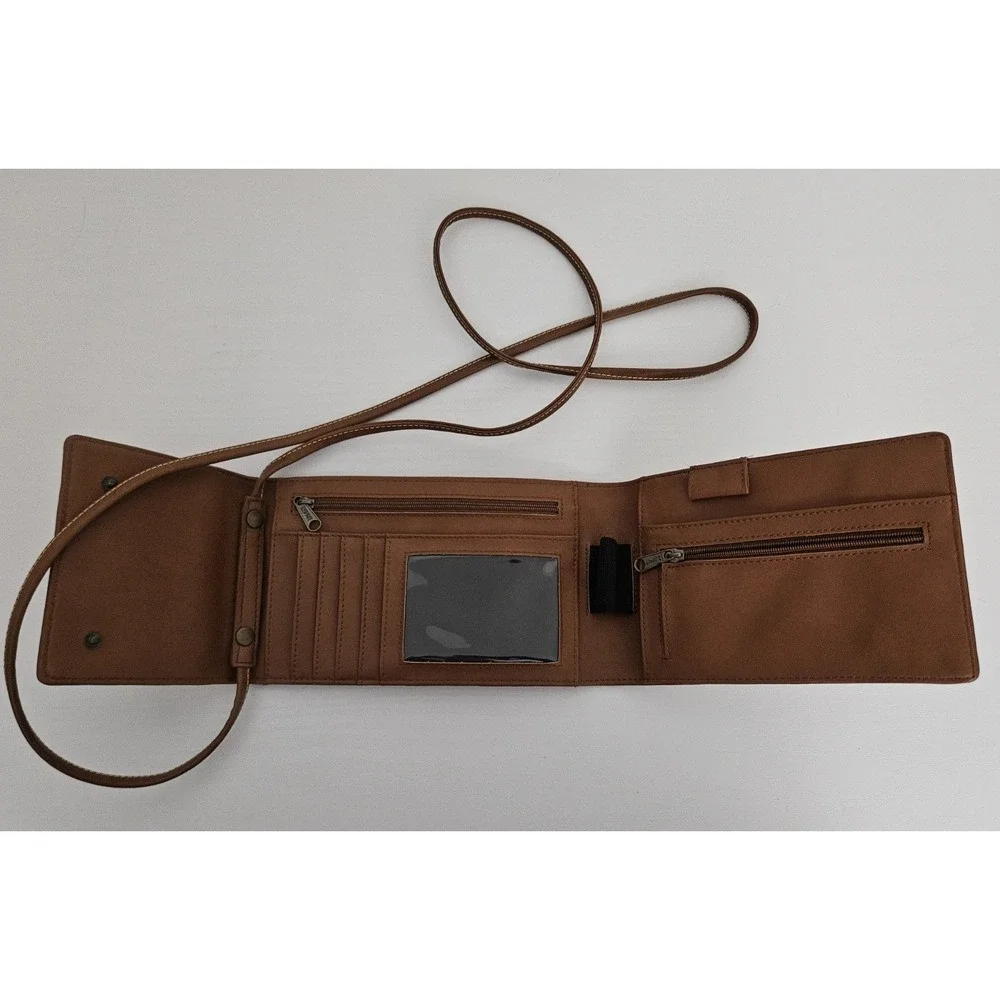 Vintage‎ Esprit 90s White Pebbled Crossbody Travel Wallet Passport Organizer